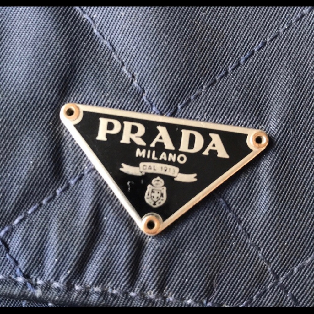 Vintage Prada trifold wallet navy blue